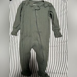 Cozy Forest Green Kids Footed Pajamas